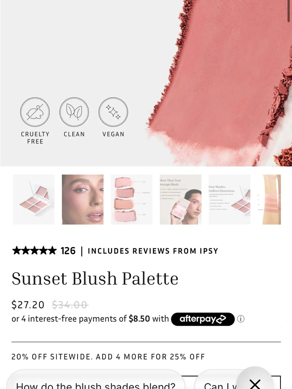 lithe beauty sunset blush palette